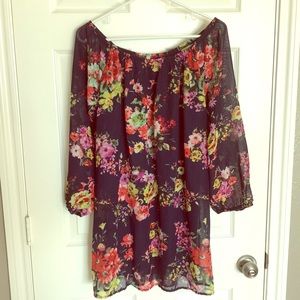 Navy Floral flowy dress